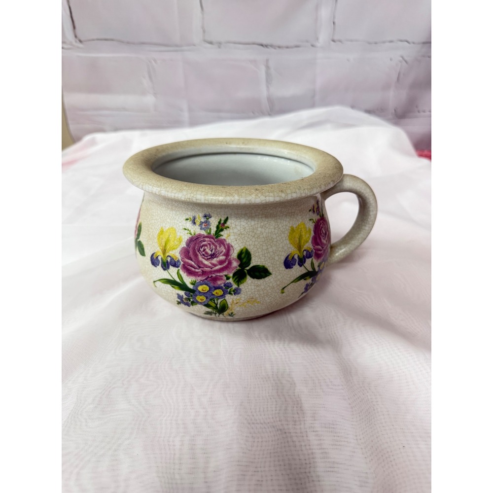 Vintage Seymour Mann China Blue Porcelain Floral Chamber Pot Planter